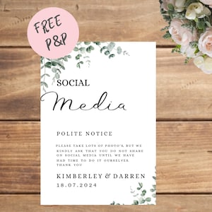 Polite notice social media wedding sign | personalised wedding sign | social media