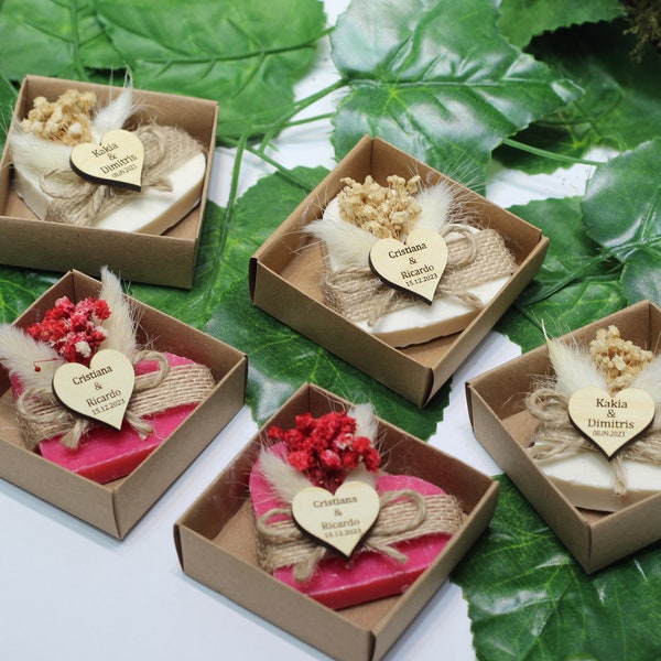 Wedding Soap Favors, Wedding Favors for Guests in Bulk, Bridal Shower Favor, Wedding Party Favor, Heart Custom Vegan Soaps, Christmas Gifts