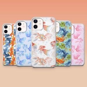Coque de portable Goldfishes Creative Fish Cover pour iPhone 15, 14, 13, 12, 11, Samsung S23Ultra, S22, S21FE, A54, A34, A14, Pixel 8, 7A, 7Pro 6Pro