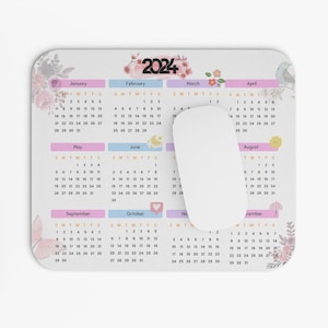 2024 Calendar Full Year Holidays PC Desktop Laptop Rectangle Mouse Mat Mouse Pad 2024