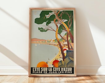 Póster de la Costa Azul, Francia / Impresión artística vintage de viaje francés