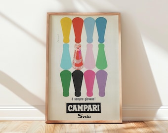 Campari Soda Poster | Vintage Italian Advertising Gallery Print | 1960s Bar Wall Art Decor