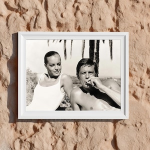 Romy Schneider & Alain Delon Print: 1969 French Cinema Glamour