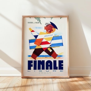 Finale Ligure Italy Poster | Vintage Ligurian Coast Wall Art Print | Mediterranean Home Decor