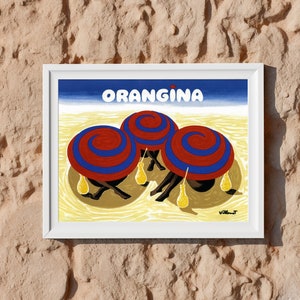 Vintage Orangina Poster: Bernard Villemot Französischer Strand Kunstdruck