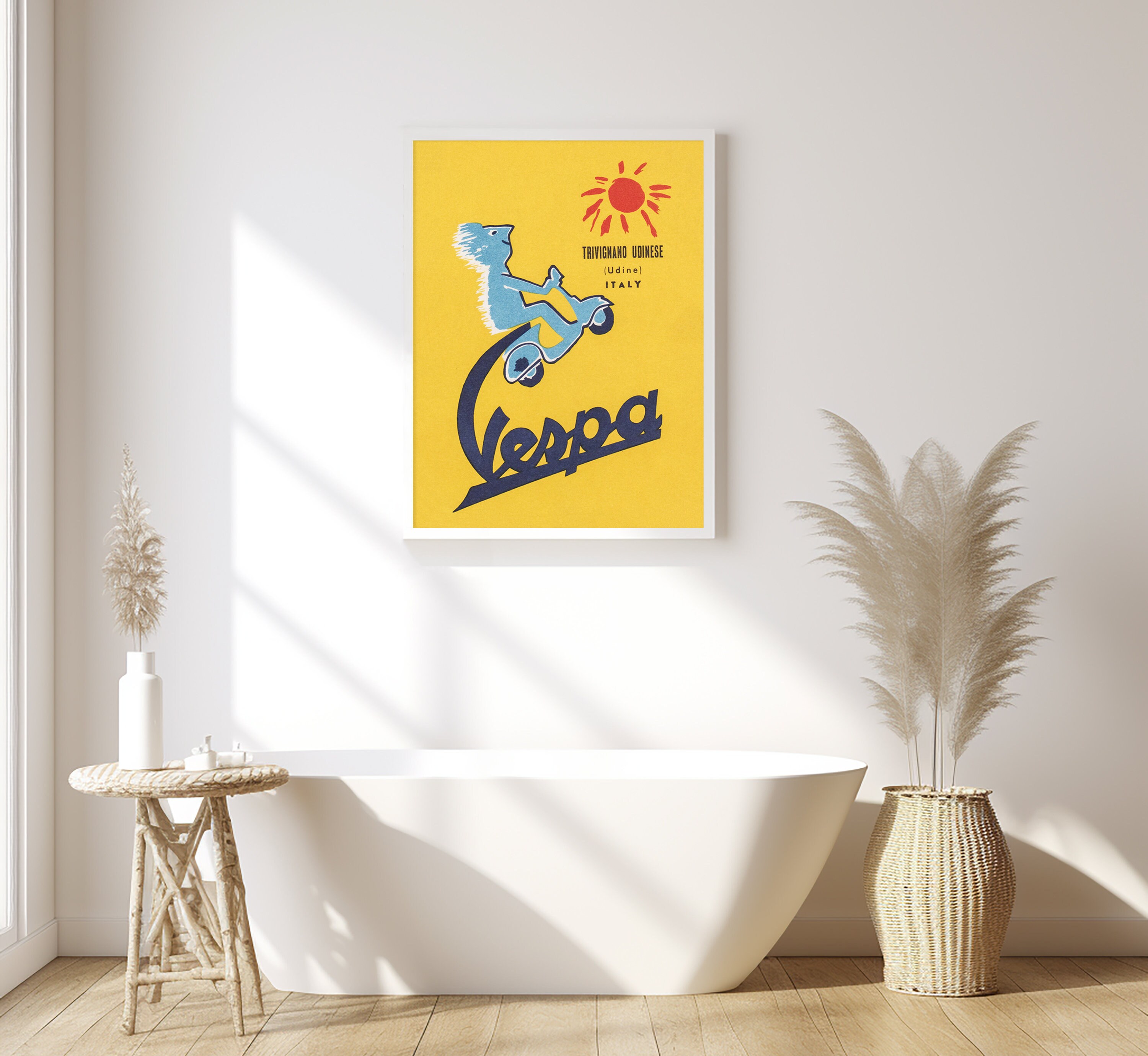 ZENGYL Poster vintage Trave Roma by Vespa Poster decorativo su tela da parete e stampa artistica moderna per camera da letto, 60 x 90 cm ZENGYL Poster vintage Trave Roma by Vespa Poster decorativo su tela da parete e stampa artistica moderna per camera da letto, 60 x 90 cm