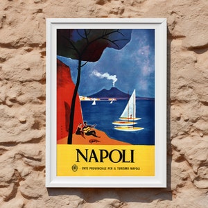 Naples Italy Travel Poster | Vintage Italian Wall Art Print | Napoli Mediterranean style home decor