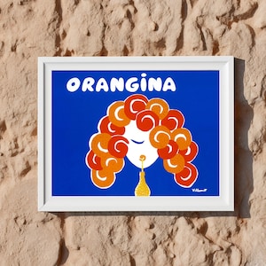 Orangina Poster von Villemot | Vintage Werbung Wand Kunst Druck | Dekoration im mediterranen Stil