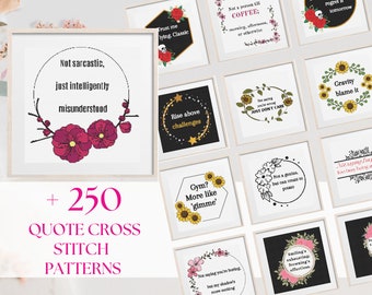 Pakiet Deal Shop, 200+ sarkastycznych wzorów do haftu krzyżykowego, sarkastyczne cytaty, motywujące cytaty, haft krzyżykowy z cytatem, wzór do haftu krzyżykowego