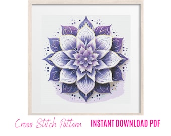 Flower Mandala Cross Stitch, Mandala Cross Stitch Patterns, Colored CrossStitch Pattern, Xstitch Patterns, Embroidery Hoop Art