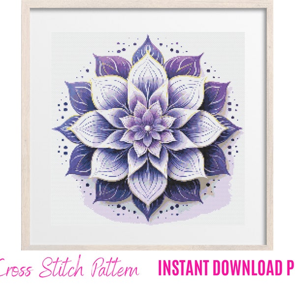 Flower Mandala Cross Stitch, Mandala Cross Stitch Patterns, Colored CrossStitch Pattern, Xstitch Patterns, Embroidery Hoop Art