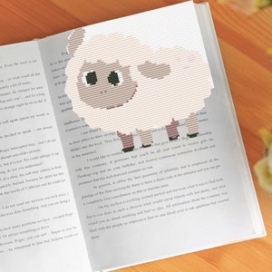Corner Bookmark Cross Stitch Pattern, Sheep Embroidery, Floral Wreath CrossStitch, Diy Embroidery Bookmark for Book Lover Gift