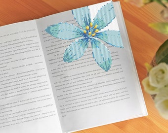 Corner Bookmark Cross Stitch Pattern, Flower Embroidery, Floral Wreath CrossStitch, Diy Embroidery Bookmark for Book Lover Gift