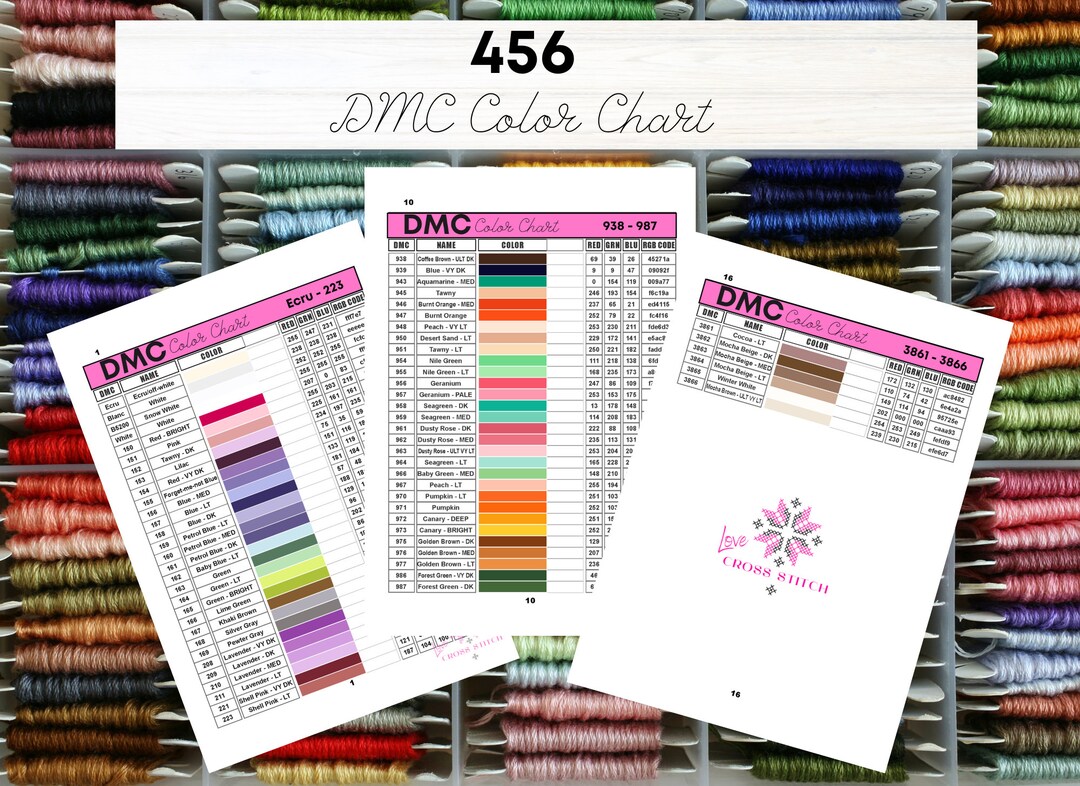 Printable DMC Thread Color Chart Tracker, Inventory Sheet Etsy