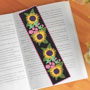 Sunflower Cross Stitch Pattern Bookmark, Floral Wreath CrossStitch, Diy Embroidery Bookmark for Book Lover Gift