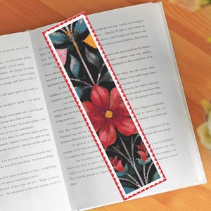 Flower Cross Stitch Pattern Bookmark, Floral Wreath CrossStitch, Diy Embroidery Bookmark for Book Lover Gift