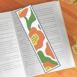 Flower Cross Stitch Pattern Bookmark, Floral Wreath CrossStitch, Diy Embroidery Bookmark for Book Lover Gift