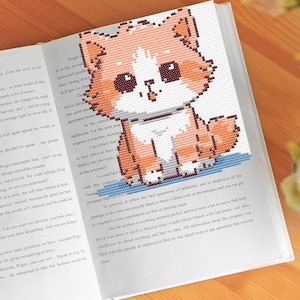 Corner Bookmark Cross Stitch Pattern, Cat Embroidery, Floral Wreath CrossStitch, Diy Embroidery Bookmark for Book Lover Gift