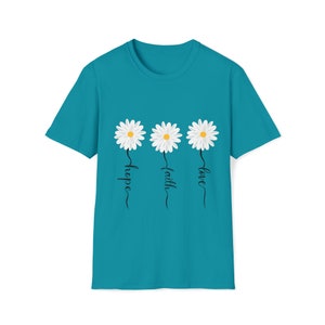 Faith Hope Love Daisy Flowers Unisex Softstyle T-Shirt