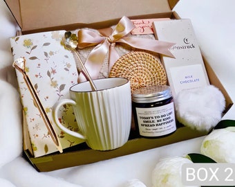 Self Care Gift Box, Christmas Gift with Cozy Blanket, Candle & Mug