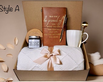 Personalized Grads Gift. Employee Appreciation Gift Box, Cozy Blanket, Coffee Mug. Thank You Gift, Birthday Gift box for him/her.