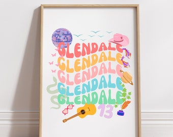 The Eras Tour Retro Print - Glendale -  PNG
