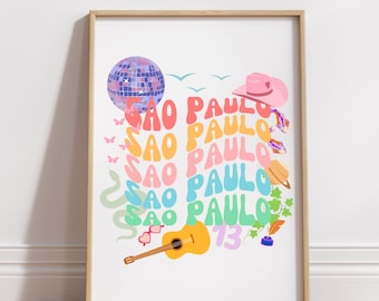 The Eras Tour Retro Print - Sao Paulo -  PNG