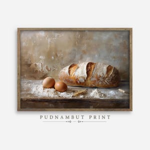 Rustic Bread Still Life Print: Vintage Kitchen Wall Art (Digital Download)