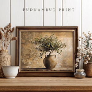 Antike Olivenbaum Malerei Kunstdruck: Neutrale botanische druckbare (digitaler Download)