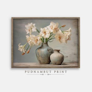 Amaryllis Flower Art Print, Botanical Amaryllis Wall Decor, Printable Floral Digital Wall Art