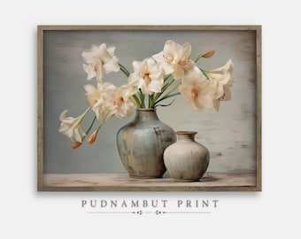 Amaryllis Flower Art Print: Botanical Floral Wall Decor (Digital Download, PDF & JPG Files Included)