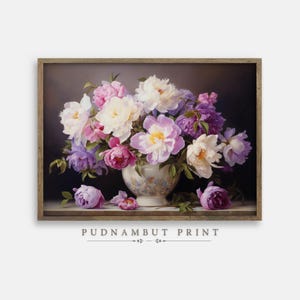 Purple Peony Art Print: Vintage Floral Wall Decor (Digital Download)