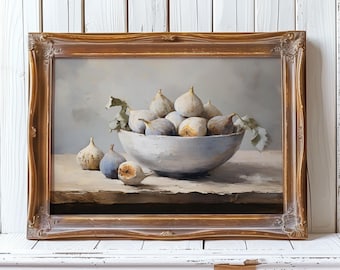 Muted Figs Still Life Painting Printable, Farmhouse Kitchen Fruit Wall Art, Food Print, Digital Download