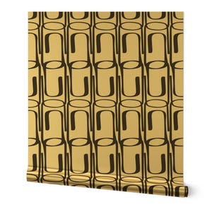Abstract Geometric Gold or Silver Metallic Wallpaper - Paper Clip by red_bean - Whimsical Simple Bold Wallpaper Roll by Spoonflower