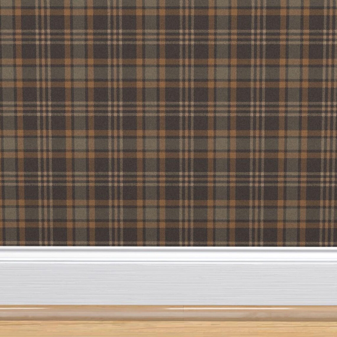 Brown Plaid Grasscloth Wallpaper - Rich Harvest Plaid by ...