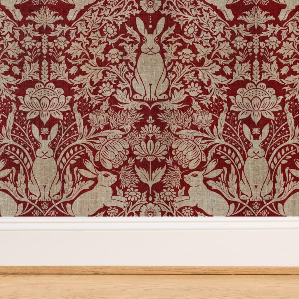 Victorian Damask Grasscloth Wallpaper - Rabbit Damask by Rumanajdesigns ...