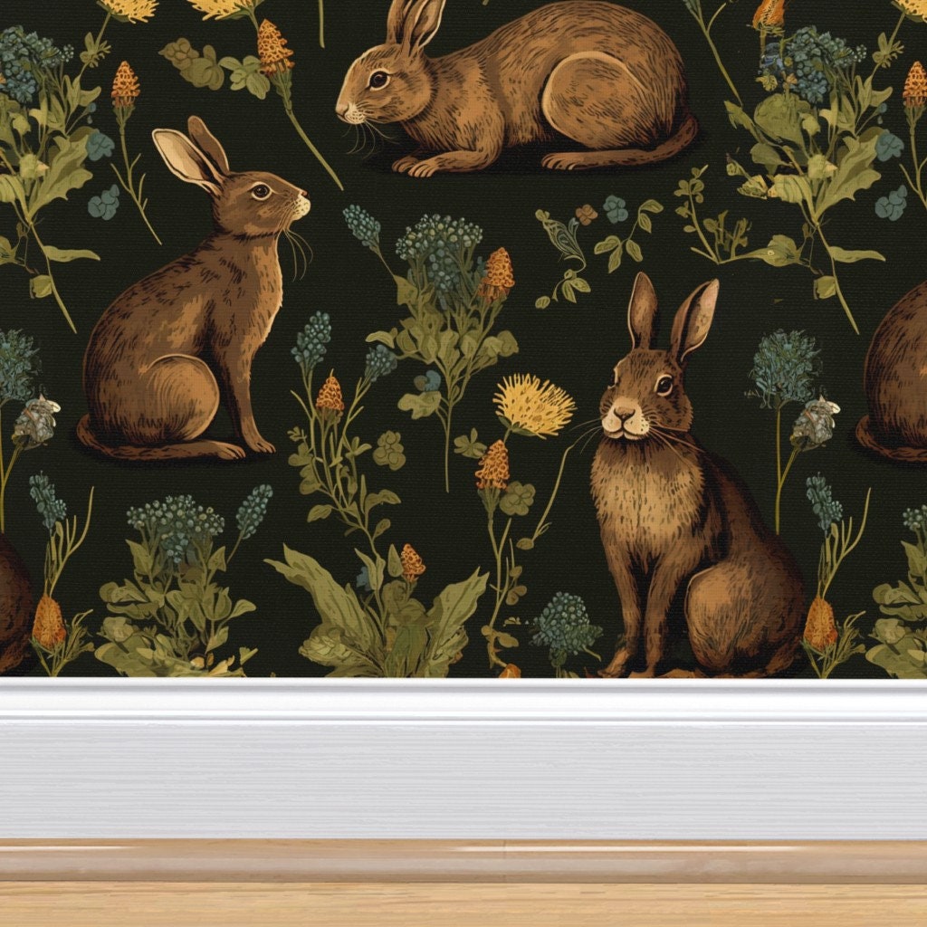 Medieval Rabbit Grasscloth Wallpaper Year of the Rabbit by Nickleen ...