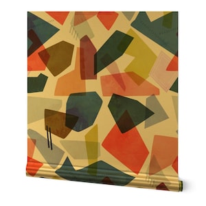Modern Geometric Gold or Silver Metallic Wallpaper - Color Block by jenflorentine - Abstract Large Scale Wallpaper Roll by Spoonflower