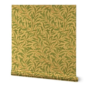 William Morris Gold or Silver Metallic Wallpaper - Willow Bough by peacoquettedesigns - Victorian Art Nouveau Wallpaper Roll by Spoonflower