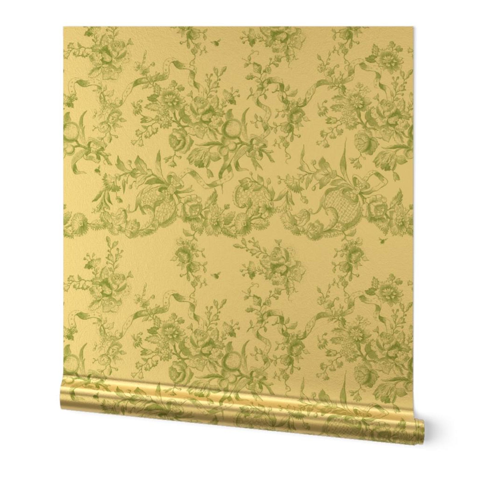 Victorian Toile Gold or Silver Metallic Wallpaper - Bronwyn Toile by ...