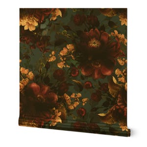 Romantic Floral Gold or Silver Metallic Wallpaper - Summer Romanticism by utart - Maximalist Flower Garden Wallpaper Roll by Spoonflower