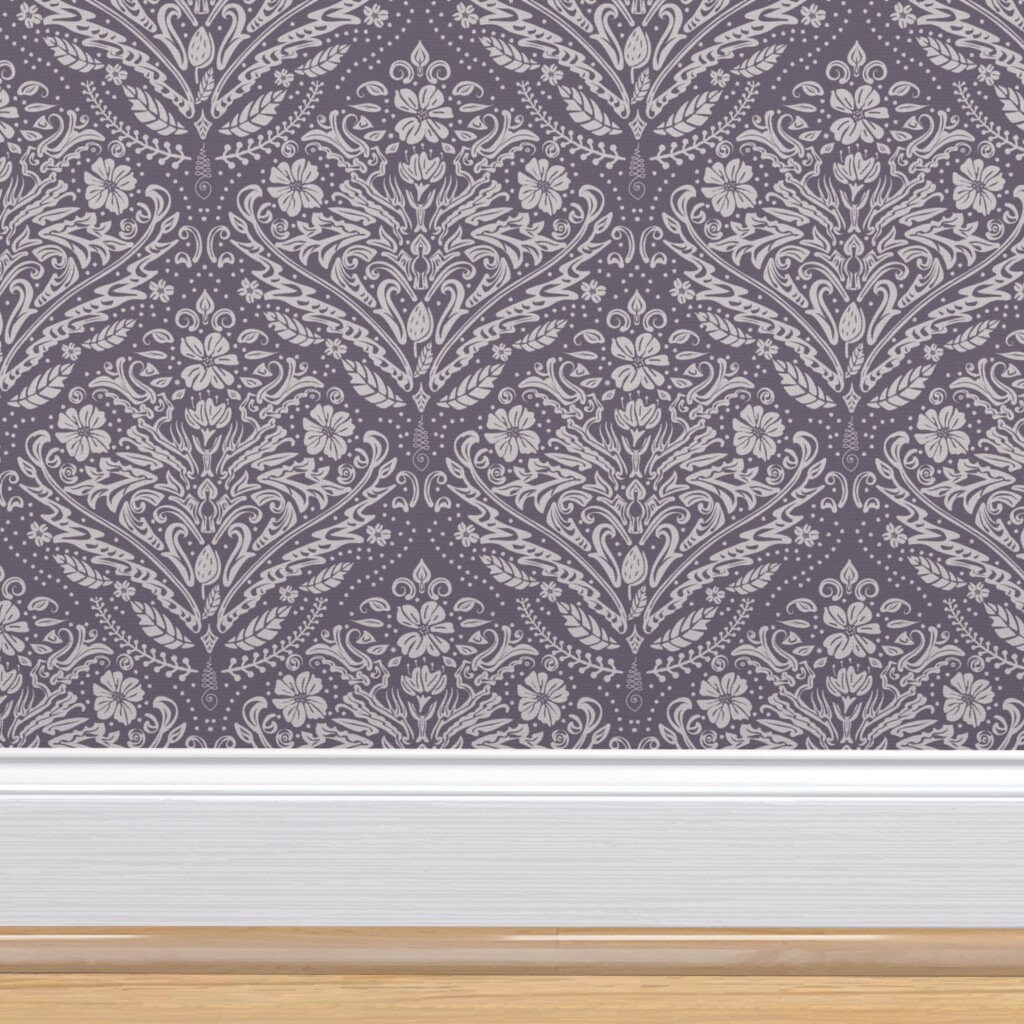 Victorian Damask Grasscloth Wallpaper Lilac Damask by Nendo Ornate ...