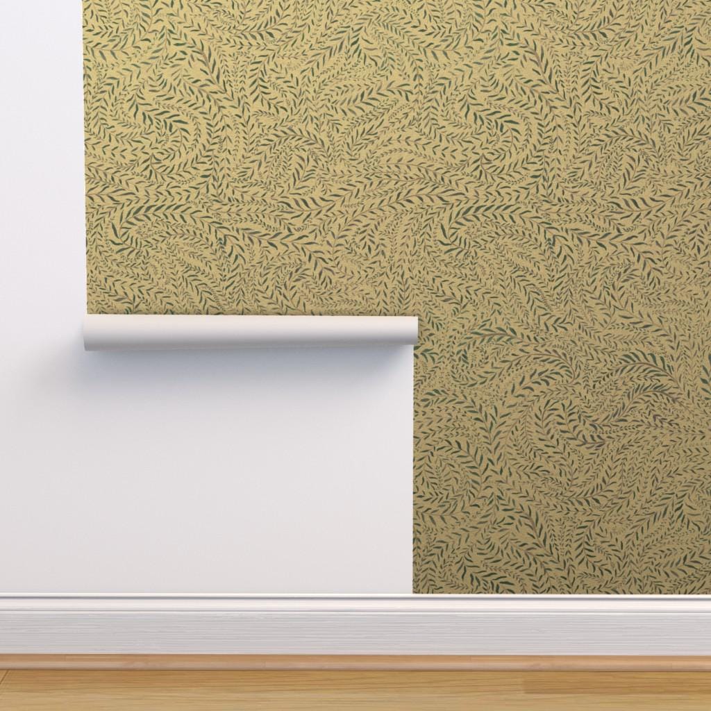Botanical Leaf Gold Or Silver Metallic Wallpaper Blue Foliage By botanical-leaf-gold-or-silver-metallic-wallpaper-blue-foliage-by