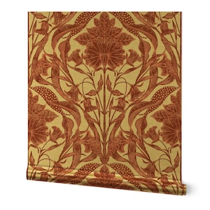 Rubinrote, metallisch glänzende Tapete - Blockprint von smokeinthewoods - Traditionelle Tapetenrolle von Spoonflower