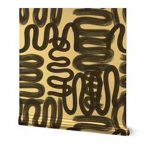 Graffiti Scribble Gold or Silver Metallic Wallpaper - Graffiti Squiggle by danika_herrick - Bold Graphic Coil Wallpaper Roll by Spoonflower