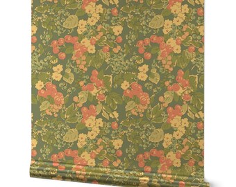 Garden Pink and Blue Metallic Wallpaper – Floral Design by whitneyenglish