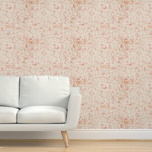 Romantic Boho Floral Grasscloth Wallpaper - Boho Wildflowers by pascale_dilger_design - Botanical Textured Sisal Wallpaper by Spoonflower