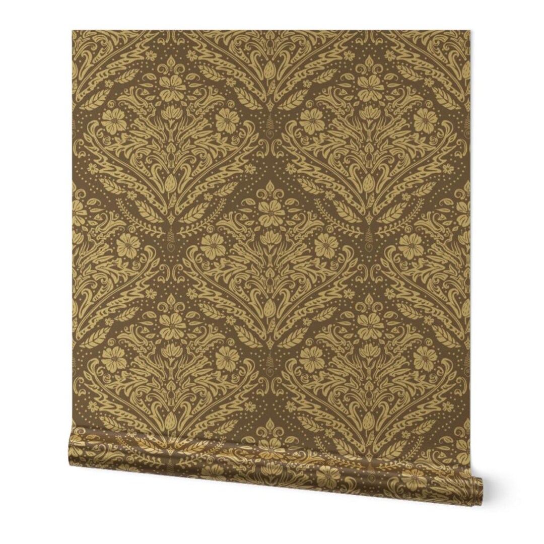 Victorian Damask Gold or Silver Metallic Wallpaper - Lilac Damask by ...