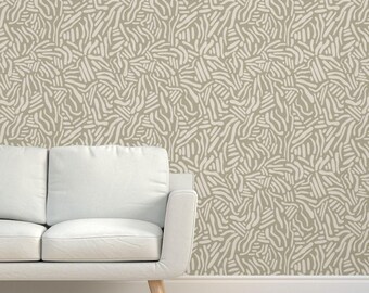 Papel de Parede de Fibra Natural com Linhas Abstratas – Sisal Texturizado Moderno da Spoonflower
