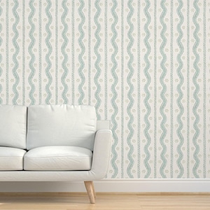 Mint Green Preppy Grasscloth Wallpaper - Andrew Stripe by danika_herrick - Traditional Stripe Textured Sisal Wallpaper by Spoonflower
